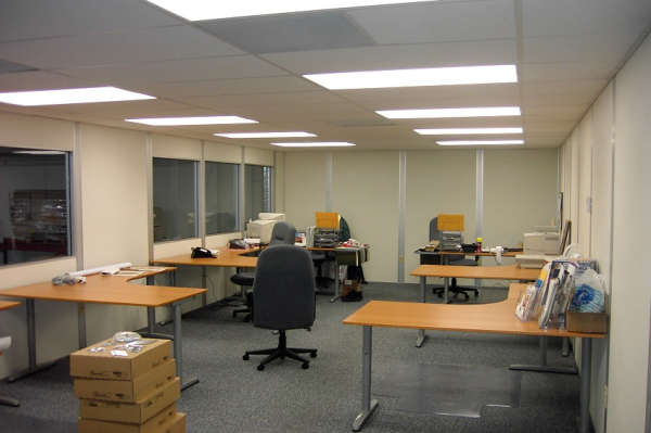 Modular Office Interior with desks set up
